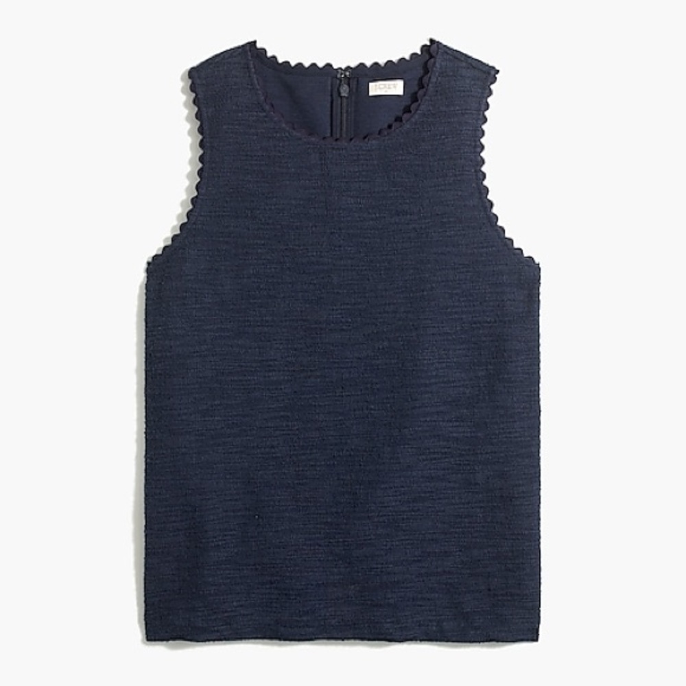 J. Crew Textured Scallop Tank Navy